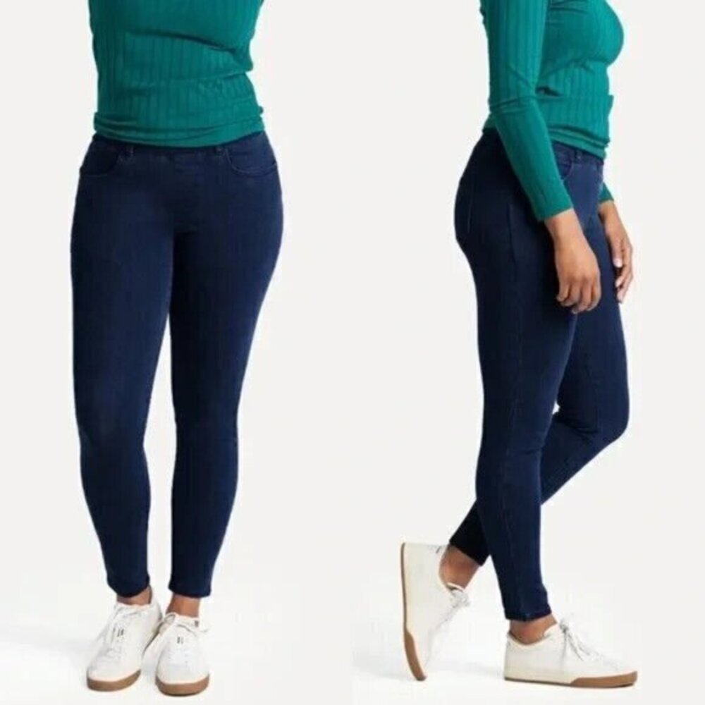 Betabrand Skinny Leg 4 Pocket Yoga Denim Jeans Indigo Dark Wash